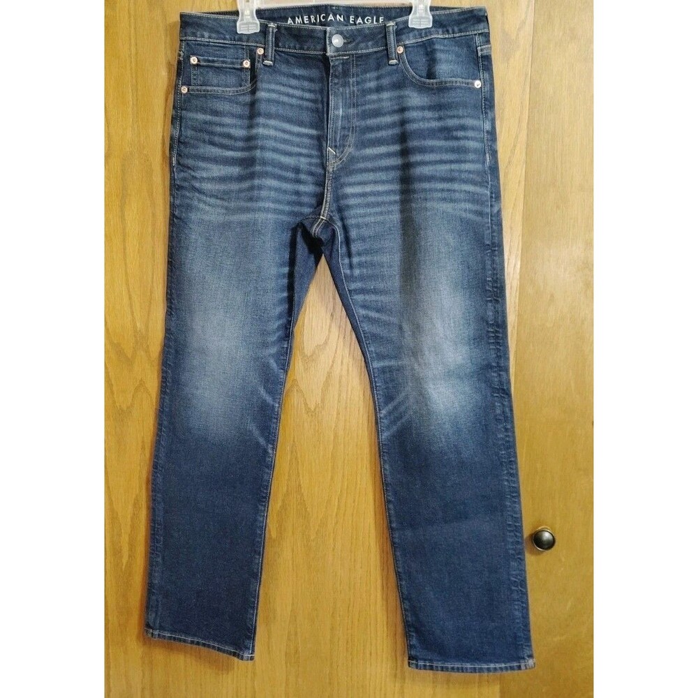 American Eagle Jeans Mens 36x32 Original Straight Blue Denim Stretch
